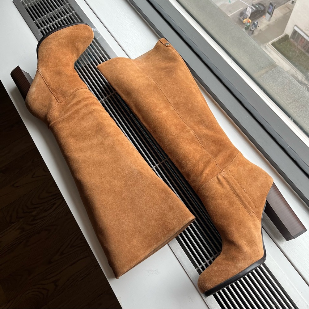Sam Edelman Victoria Brown Suede Leather Knee High Boots Sz 11 Like New Preowned